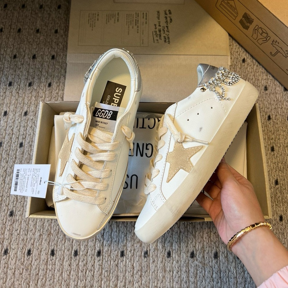 Golden Goose diamond-encrusted flat shoes